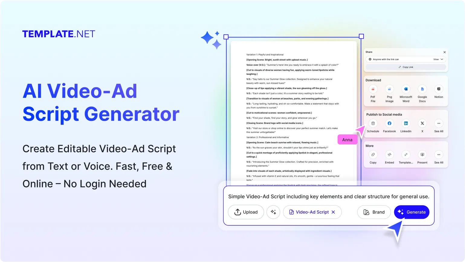 Free AI Video Ad Script Generator, Online Ad Script Writing Tool